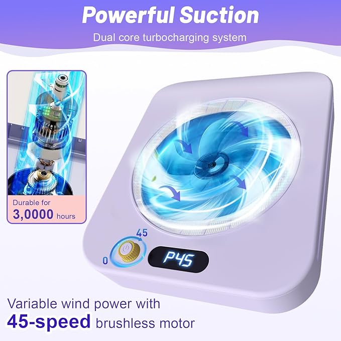 Nail Dust Collector, Dust Collector Nail Tech with 2 Reusable Filters & 1 Cleaning Brush, HPro Powerful Suction Nail Vacuum Dust Collector for Acrylic Nail Polishing, Nail Salon, Home