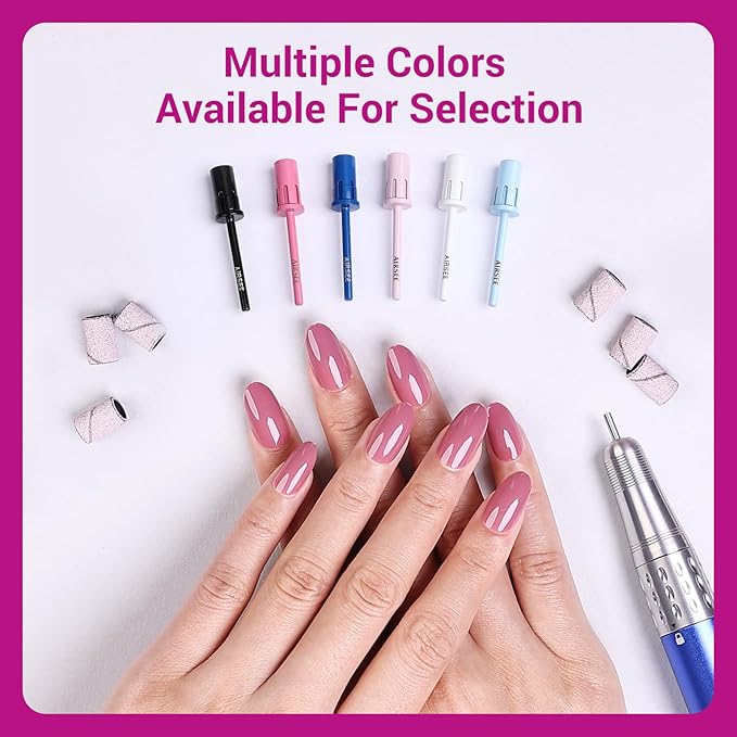 AIRSEE Nail Drill Mandrel Bit for Efile Sanding Bands, Stainless Steel Professional Electric File Head for Clean Cuticle Removing, Acrylic Tip Dead Skin Sander Remover Manicure Safety (Rose Pink)