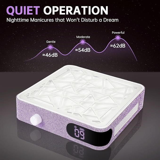 Nail Dust Collector, Cordless Dust Collector Nail Tech, Powerful Vacuum Fan Vent Dust Collector Extractor Dust Suction Machine for Acrylic Nails Polishing, Nail Salon, Light Purple