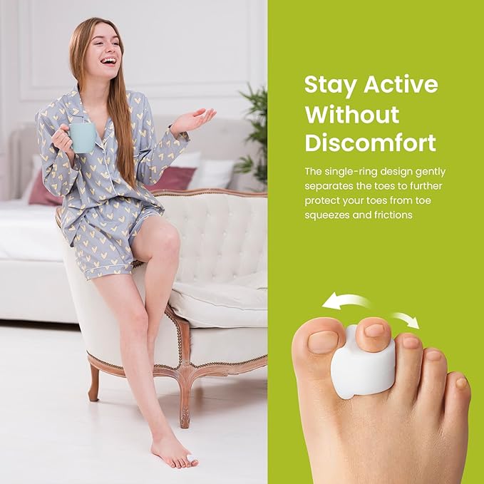 Bukihome Gel Toe Separators for Women -10 Pack Toe Spacers for Overlapping Toes, Bunions, Big Toe Alignment, Bunion Relief - Soft Silicone Toe Corrector for Men (Multi-Size)
