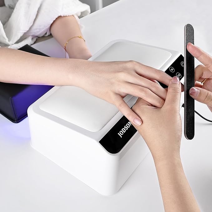 JODSONE Professional Nail Lamp with Hand Pillow for Salon 4 Timers Removable Base Smart Touch Screen Large Space U V Lamp for Gel Polish
