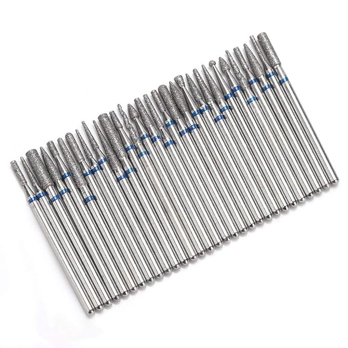30Pcs 3/32“ Russian Manicure Drill Bits for Nails Kit,Metal Nail Drill Bits with Case for Most Electric Manicure Machines