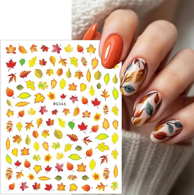 6 Sheets Fall Nail Stickers for Nail Art 3D Self-Adhesive Maple Leaf Nail Art Stickers Autumn Squirrel Pine Cone Pumpkin Nail Decals Thanksgiving Turkey Nail Design Sticker for Women Nails Decoration