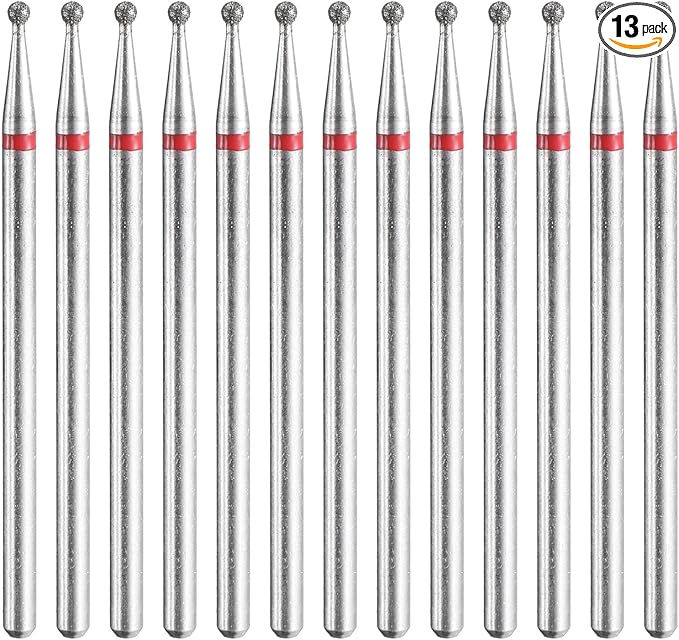 HARFINGTON 13pcs 200-230 Grits Diamond Grinding Bit 1.5mm Ball Head 2.35mm Shank 1.5mm Length Stone Sanding Drill Bits Rotary Tool for Ceramic Glass Nails Grinding Polishing