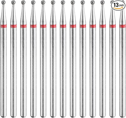 HARFINGTON 13pcs 200-230 Grits Diamond Grinding Bit 1.5mm Ball Head 2.35mm Shank 1.5mm Length Stone Sanding Drill Bits Rotary Tool for Ceramic Glass Nails Grinding Polishing