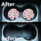 2pcs Cute Pink Flowers Car Coasters, Absorbent Universal neoprener Cup Holder - Image 5