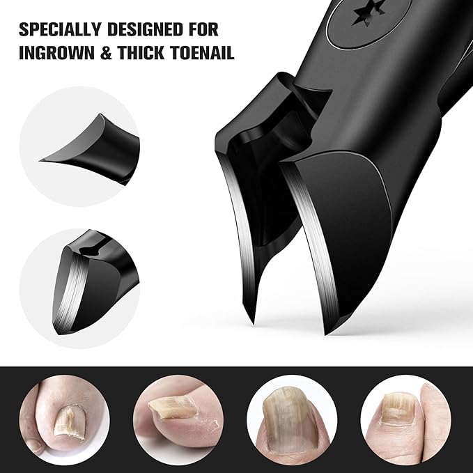 FERYES Podiatrist Toenail Clippers for Thick & Ingrown Nails - Professional Sharp Curved Blade & All Stainless Steel Non-Slip Handle, Heavy-Duty Nail Clippers for Men, Women, Seniors - Ideal Gift