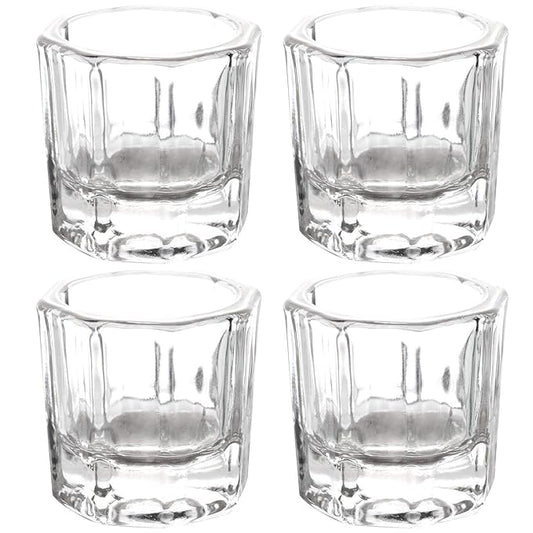 4 Pieces Acrylic Dappen Dish Nail Dapping Dish Nail Powder and Liquid Holder Glass Bowl Crystal Cup Nail Supplies