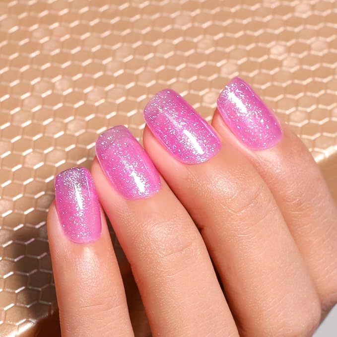 Imtiti Gel Nail Polish Sheer Glitter Purple 3 in 1 One Step Color Soak Off UV LED Spring Summer Art Starter Manicure Salon DIY at Home, 0.5 Fl Oz