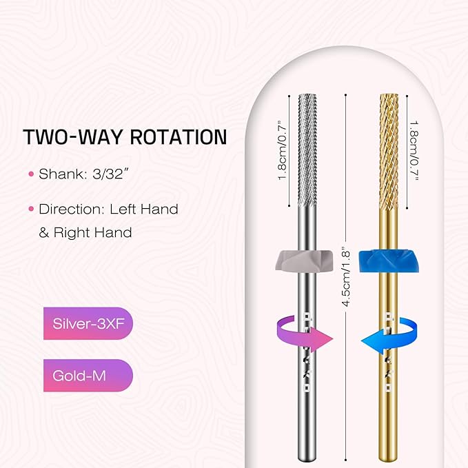 Cuticle Bit for Nail Drill 2Pcs: Carbide 3XF drill bits nail tech Remover Needle Bit Under Nail Cleaner Dead Skin Nail Prepare 3/32'' for Electric Nail File Nail Buffer Bit