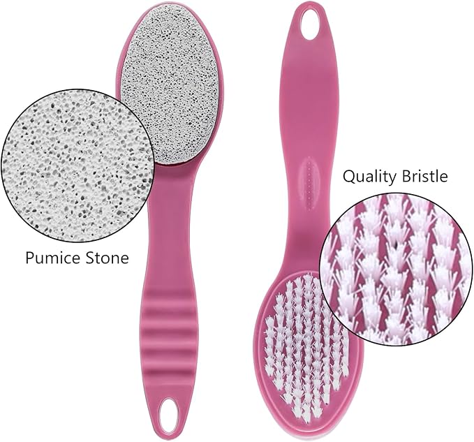 Foot Callus Remover, Double-Sided Pumice Stone Brush for Feet (Rose Pink, 1 Pack)
