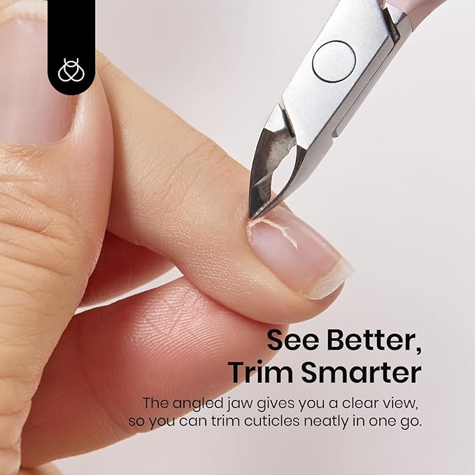 Beetles Cuticle Trimmer Nail Cuticle Nippers 0.16 Inch Fine Jaw Cuticles Cutter Stainless Steel Cuticles Remover Scissors Beginner Friendly Nail Art Tools for Manicure Care Pink