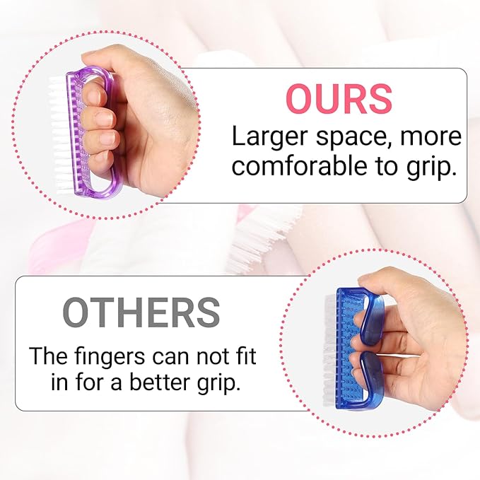 8 Pieces Nail Scrubber Brush Nail Cleaning Brush with Plastic Handle Manicure Tools Suitable for Both Men and Women Can be Used on Hands and Feet (Pink/Purple/Blue/Transparent)