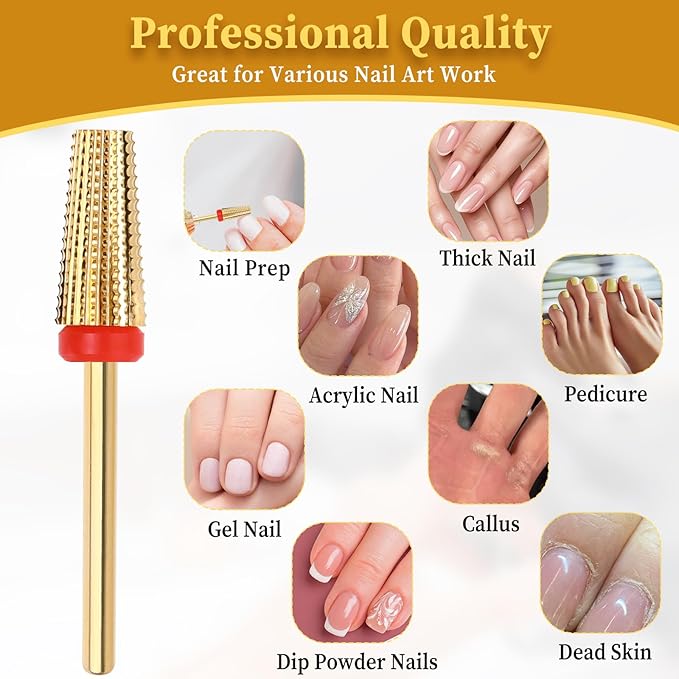 5 in 1 Nail Drill Bits Carbide Tungsten Nail Bits Two Way Rotate Professional Advanced Safety Bits Electric File Tool Drills Fast Remove for Manicure Pedicure Cuticle Acrylic Hard Gel Nails Polishing