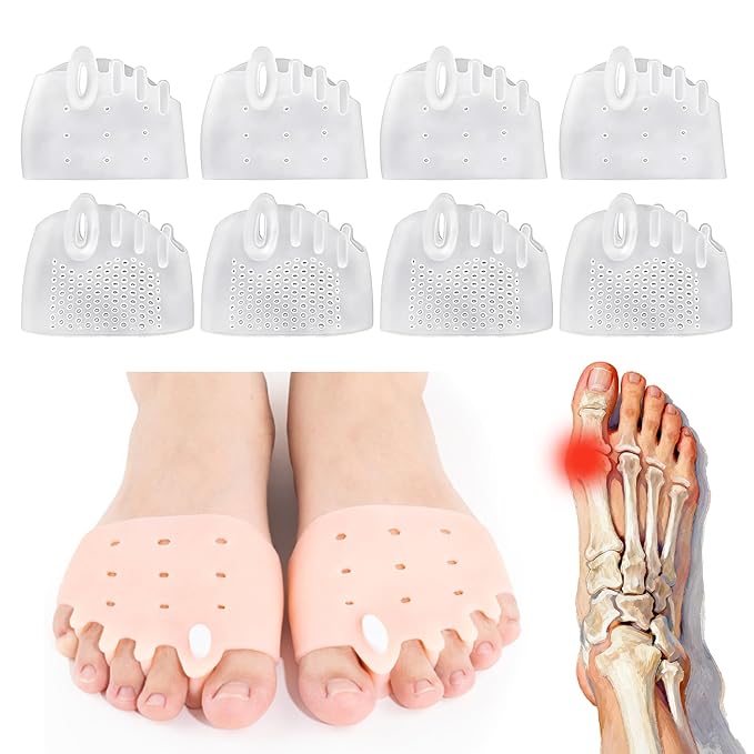 4 Pairs Silicone Toe Separators, 2026 New Bunion Corrector for Women, Ball of Foot Cushions, Toe Separators Breathable and Soft, Corrector, for Foot Alignment & Pain Relief, 4PCS*Transparent