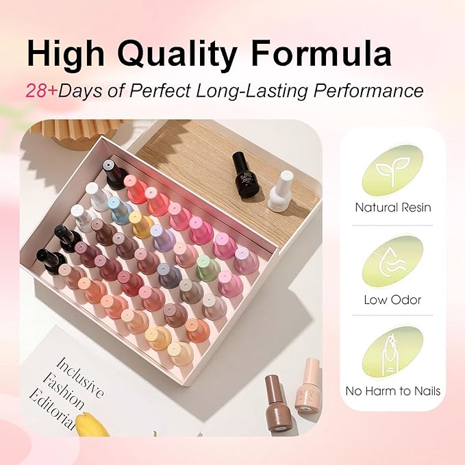 JR 35pcs 10ml Gel Nail Polish Jelly Series Red Pink Nude Gel Polish Set Base Top Matte Coat For Nail Salon Home Gifts for Women and Girls D Set
