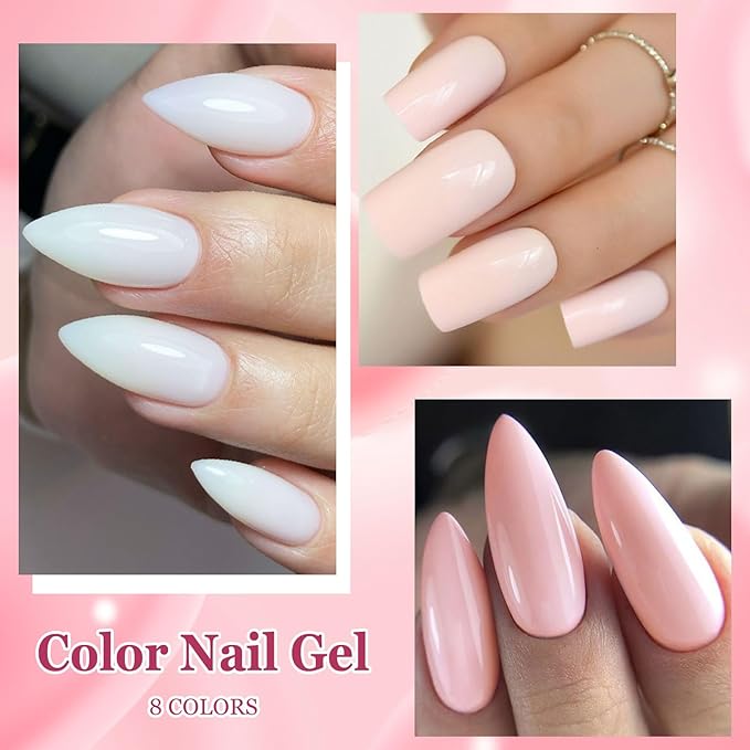 MEET ACROSS 1 Step Gel Polish Set Nail Art Manicure 3 in 1 Gel Kit Soak Off LED Gel Nail Varnishes No Need base gel top coat (Set-1, 8PCS)
