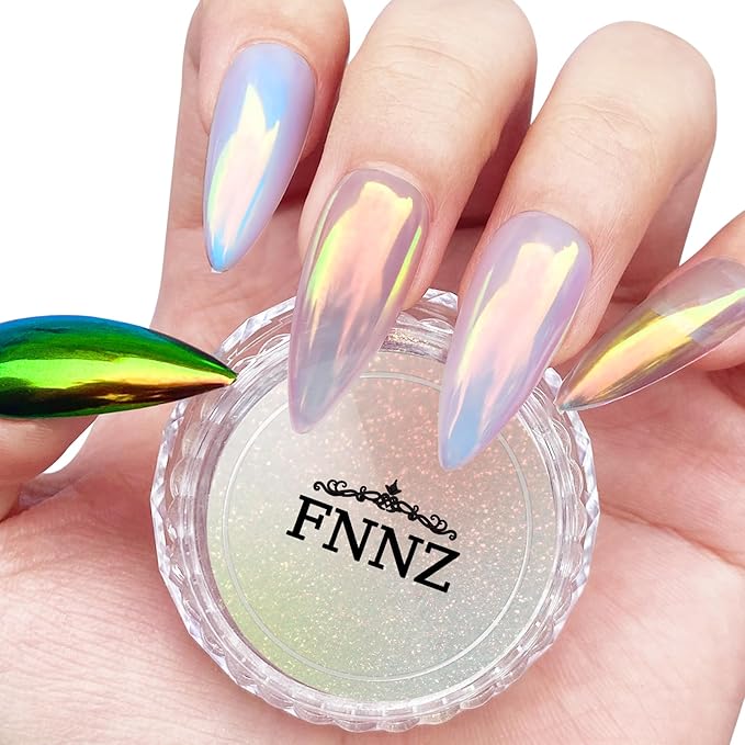 Unicorn Chrome Nail Powder, Aurora Unichrome Mermaid Aurora Nail Powder Pigment Pearlescent Nail Art Glitter Decoration for Home DIY Nail Salon Manicure - Butterfly Elves