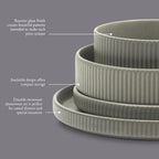 Gibson Elite Deerfield 16-Piece Stoneware Dinnerware Set – Soft Grey Reactive - Image 3