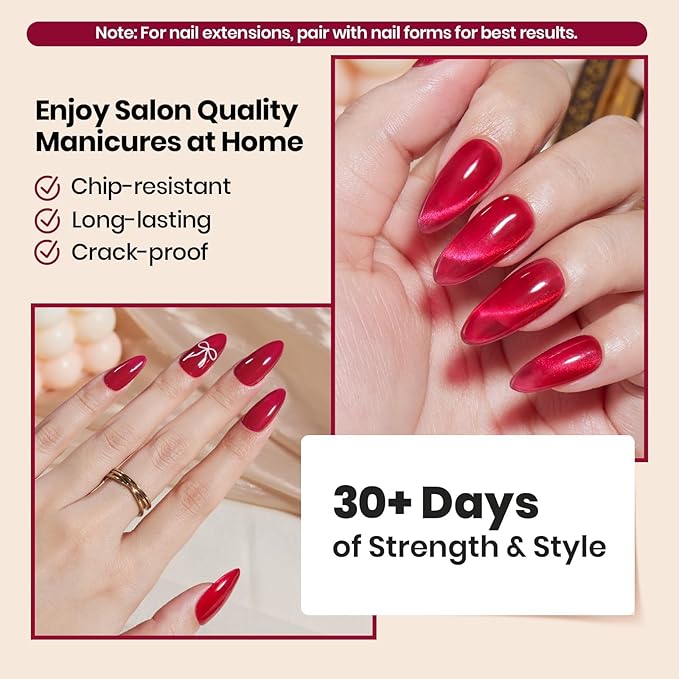 Beetles Builder Gel for Nails-Garnet Glow 0.5 oz 8 in 1 for Building Apex Strengthening Thickening Extension DIY Salon at Home for Beginner,Red Builder Nails Gel,Halloween Nails,LED & UV Lamp Needed
