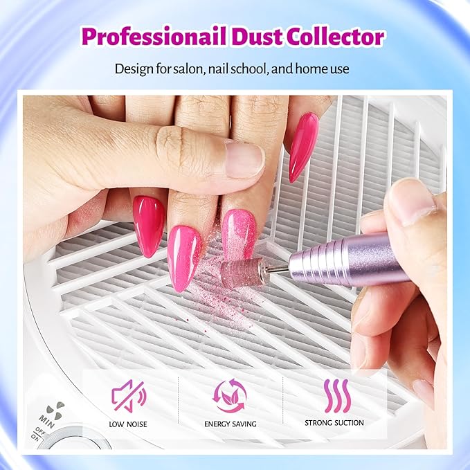 JODSONE 80W Nail Dust Collector Compact Vacuum Fan Efficient Dusting Round Nail Duster Must-Have for Manicures, Manicure Pedicure Tool for Acrylic Nail Polishing
