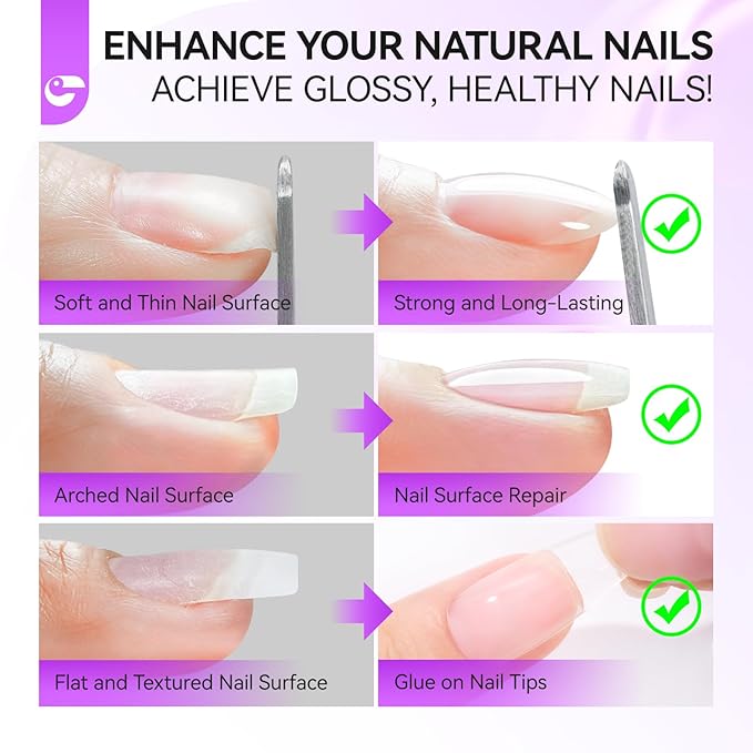 Gelike EC Pro Nail Glue & Strengthener: Nude 6-in-1 Nail Adhesive for Repair - Strengthening & Protein Repair - Perfect for Home & Salon Use 11544 - UV Needed