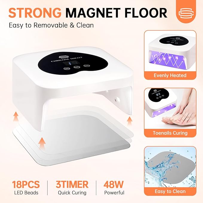 UV Nail Lamp, CHRISTINE SHELLY UV Light for Gel Nails, 48W Plug-in Mini Nail Lamp Nail Dryer with Touch Control Auto Sensor and 3 Timer Settings Nail Light Curing Lamp, Home Nail Art Tools