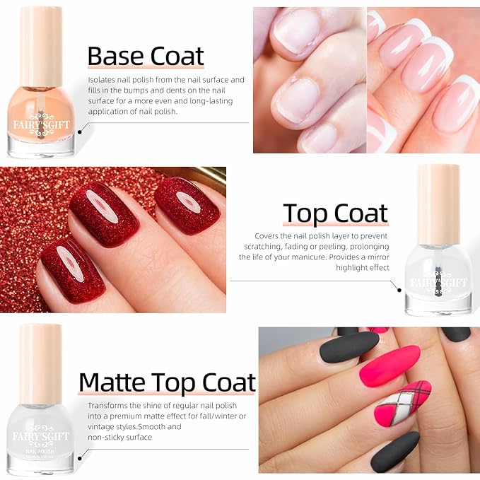 Major Dijit Nail Polish Quick Dry Nail Polish Nail Art Varnish (Base Shiny Matte Top Coat, 10 ML)