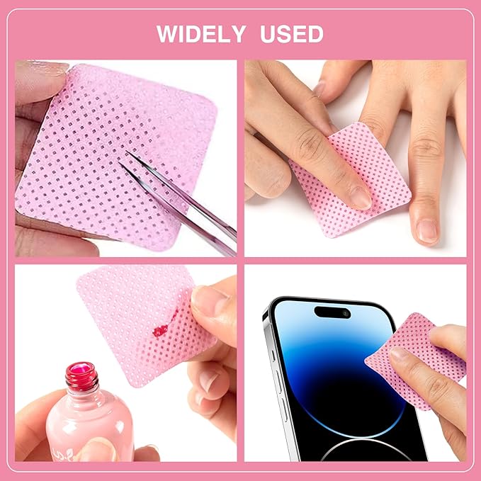 BLUERISE Lint Free Nail Wipes White 1200pcs Nail Polish Remover Pads Soft Absorbable Eyelash Extension Glue Cleaning Wipes