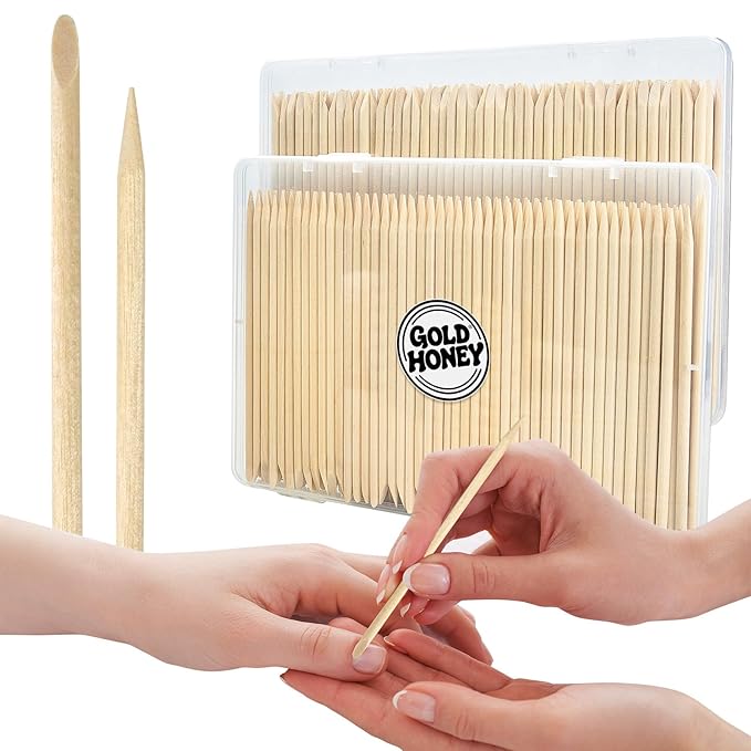 GOLD HONEY 360PCS Cuticle Pusher Wood in Boxed - 4.5 Inch Double Sided Orangewood Sticks for Nails Used - Professional Manicure & Cuticle Remover - Manicure Pedicure Tool