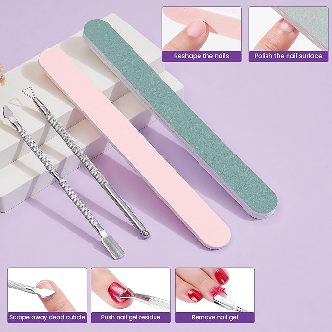 Quaferen Dual Nail Soaking Bowl: 2-in-1 Nail Polish Remover Manicure Bowl with Cuticle Tools for Women, Time-Saving Soak Off Acrylic Nail Removal Kit for Salon Home (Normal Size, Purple)