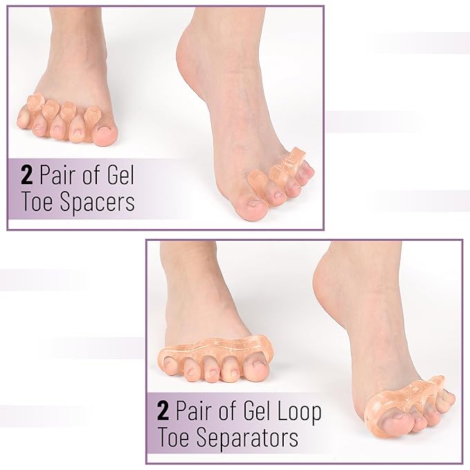 Dr. JK- ToePal Gel Toe Separator, 4 Pairs, Blush, Toe Spacers, Bunion Corrector, Christmas Gifts