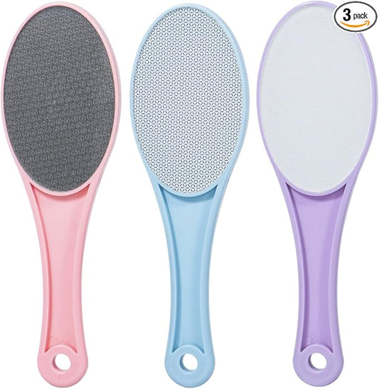 3 Pack Nano Glass Foot File Callus Remover for Feet, Double Sided Foot Scrubber, Dead Skin Remover, Hygienic Pedicure Tool, Hair Eraser for Softer and Smoother Feet and Hands,Pink Blue Purple
