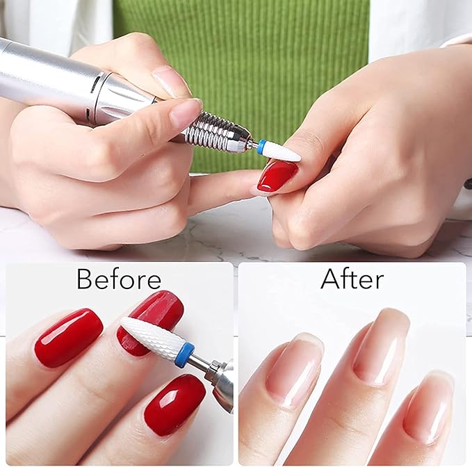 10Pcs Ceramic Nail Drill Bits Attachments Professional Nail Cutter Bits Gel Nails Release Accessories Removal Gel Acrylic Cuticle Drill Bits for Manicure Pedicure