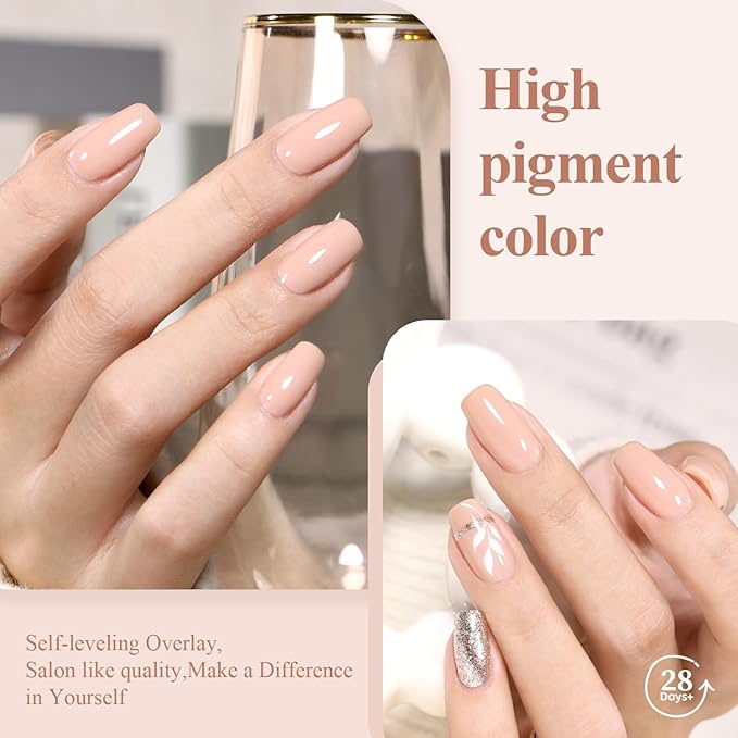 Nude Gel Nail Polish 15ml Neutral Brown Color Natural Set Mocha Mousse Cake Soak Off U V LED Nail Lamp Nail Art Gel 0.51Oz Gift for Women