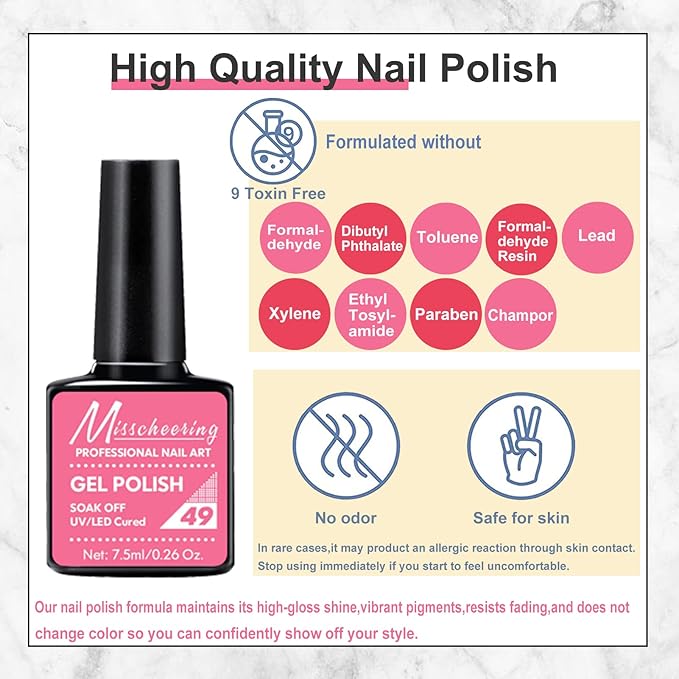 69PCS Nail Polish Kit with UV Light, 28 Colors Soak Off Gel, Manicure Dryer Lamp & Shaping Tools for Salon and Home Use