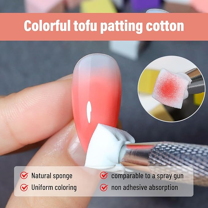 100Pcs Soft Nail Sponges for Ombre Nail Art Sponges with Grabbing Pen with Disposable Gel Polish Palette Paper