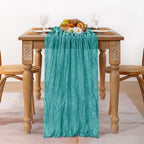 Teal Cheesecloth Table Runner 10ft Rustic Gauze Summer Decororations | - Image 5