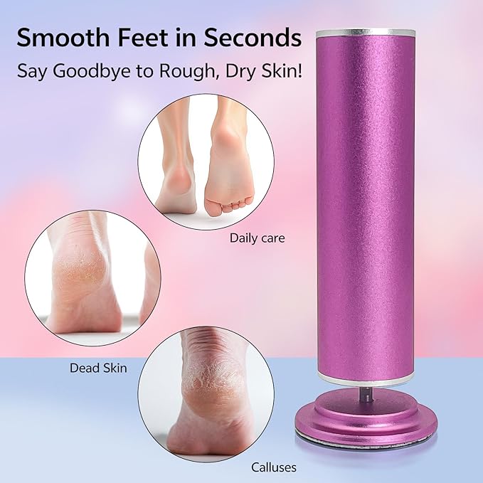Electric Foot Callus Remover for Feet, Pedicure Tool with 60pcs Replacement Sandpaper Discs, Adjustable Speed Scrubber File Grinder for Dead Skin, Home Spa Salon Use - Pink