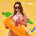 30 oz Shiny Tumbler with Handle and Straw, Stainless Steel Tumbler with Lid and - Image 5