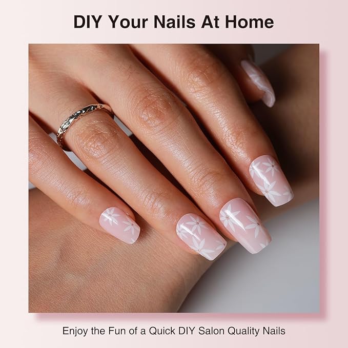Semi Cured Gel Nail Strips, 20 PCS Nail Stickers Work with UV Light, Gel Nail Wraps, Salon Quality & Easy to Use - Broken Pollen