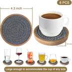 Eykao 6 Pack Coasters for Drinks Absorbent, 4.3 inches Cork Coasters for Coffee - Image 6