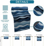 Abstract Blue Moire Table Runners 70 Inches Long, Cotton Linen Fabric Table - Image 7