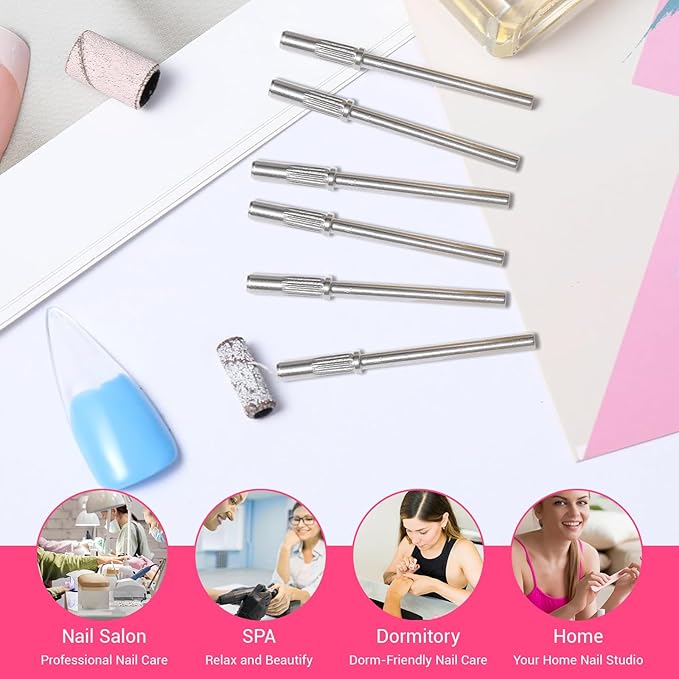 8Pcs Small Sanding Band Nail Drill Bit, 3.1 MM 3/32 Shank Mini Mandrel Nail Bit
