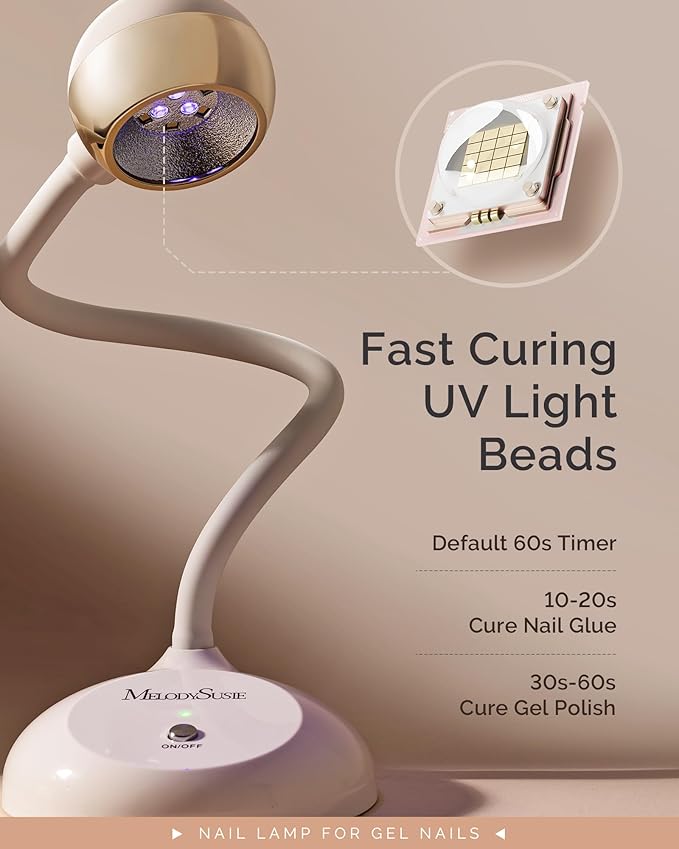 MelodySusie Cordless Rechargeable Nail Lamp with LED & UV 2 Modes, Professional Nail Supplies (Golden Nail Art Lamp)