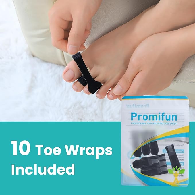 10 Pack Hammer Toe Corrector Toe Splint for Broken Toes,Brace Orthopedic Separator, Cushioned Bandages, Heal Wrap Toe Straighteners for Crooked Toes (Black+10S）