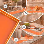 Orange Serving Tray with Handles, Plastic Decorative Tray Set of 2 | Decorative - Image 6