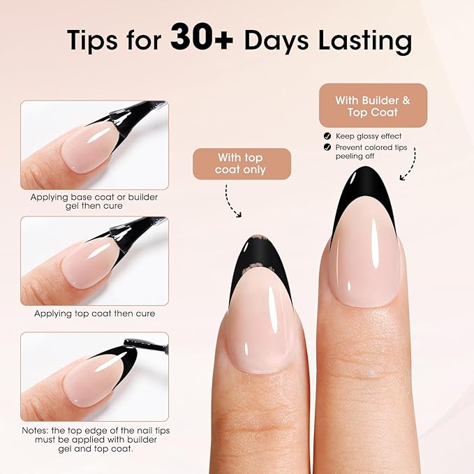 Gellen French Gel Nails, Soft Almond French Tip Press on Nails 150 Pcs, Classic Pink French Tip Nails, 3 in 1 No Need to File Natural Full Cover Tips 15 Sizes, Glue On Nails for Women Nails Art