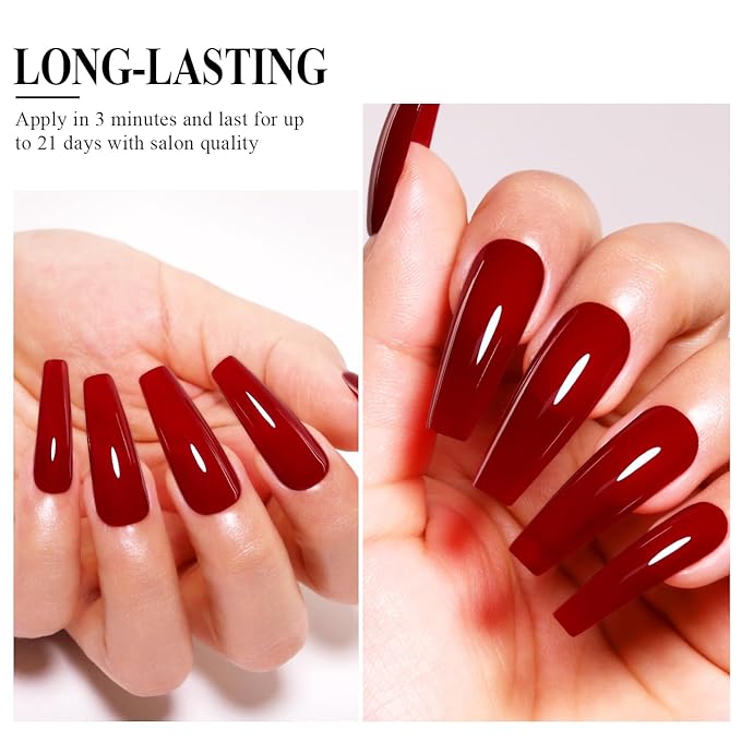 Imtiti Red Gel Nail Polish, 15ML Cherry Dark Red Gel Polish Christmas Red Soak Off LED UV Autumn Winter DIY Art Starter Manicure Salon