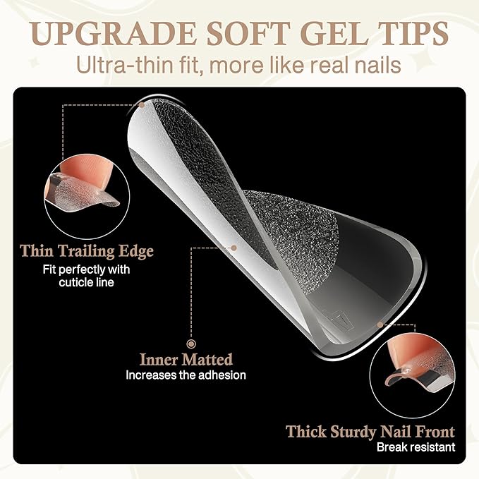 Square Nail Tips: 504pcs Soft Gel Extra Short Press on Nails, 12 Sizes XS Full Cover Clear XXS Extra Small Square Gel Nail Tips for Nail Extension DIY Home